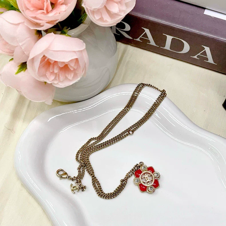 CHANEL Second-hand pink glass necklace sweater chain (second hand)-2