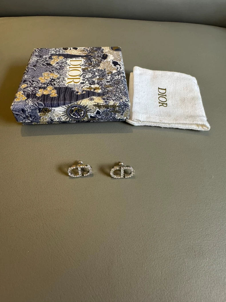 Dior CD diamond earrings (second hand)-2
