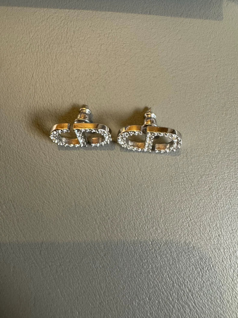 Dior CD diamond earrings (second hand)-3