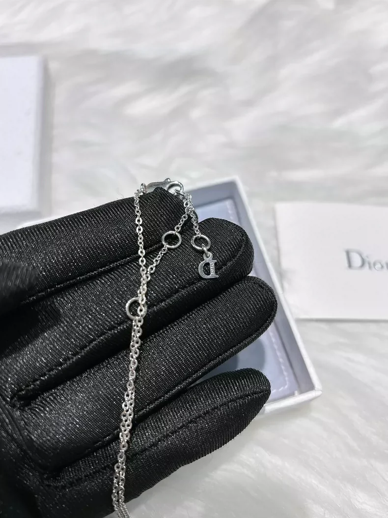 Dior letter full diamond medieval necklace (second hand)-2