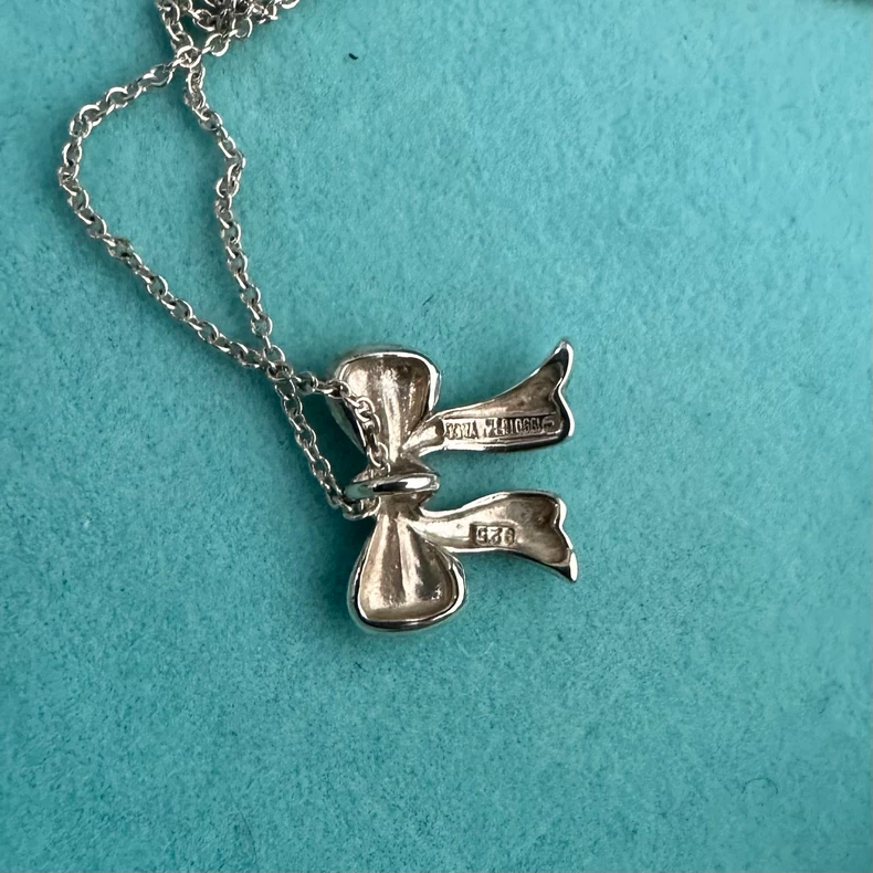 Tiffany&co 925 sterling silver bow necklace (second hand)-4