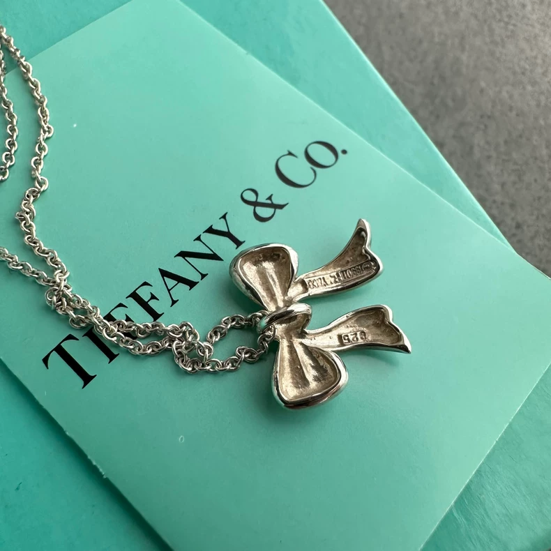 Tiffany&co 925 sterling silver bow necklace (second hand)-3